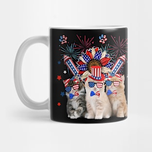 Three Cats Sunglasses American Flag 4th July Men Women Kids Mug